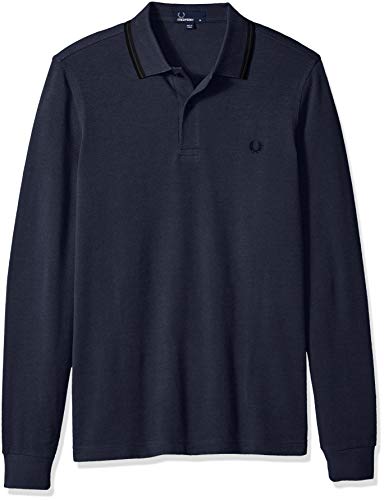 FRED PERRY M3636 男士撞色条纹翻领长袖polo衫