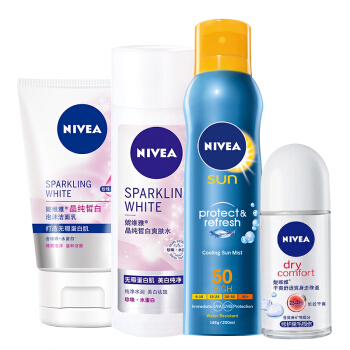 NIVEA 妮维雅 女士保湿补水防晒套装（洗面奶100g+爽肤水200ml+防晒200ml+走珠50ml）
