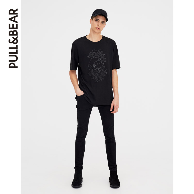  PULL&BEAR 05230556 男士骷髅头图案T恤