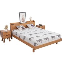 百伽 北欧现代简约白橡木款实木床1.8米床+床头柜*2个