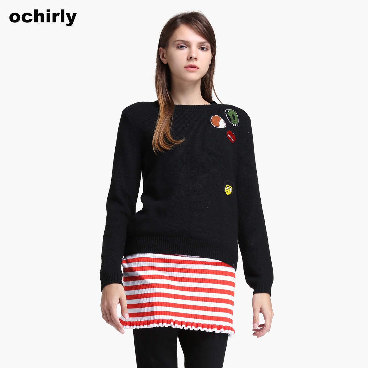 ochirly 欧时力 1YY3034640 女士羊毛混纺针织衫