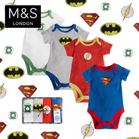 M&S 马莎 T784999Z 新生儿超人蝙蝠侠短袖连体衣套装礼盒 4件套