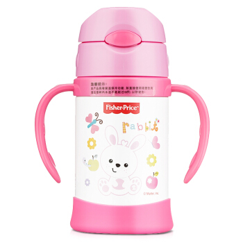 Fisher-Price 费雪 儿童吸管杯 不锈钢双手柄水杯 300ML 绿色