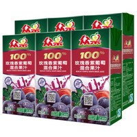 众果 100%纯果汁 玫瑰香紫葡萄混合果汁 1L*6盒