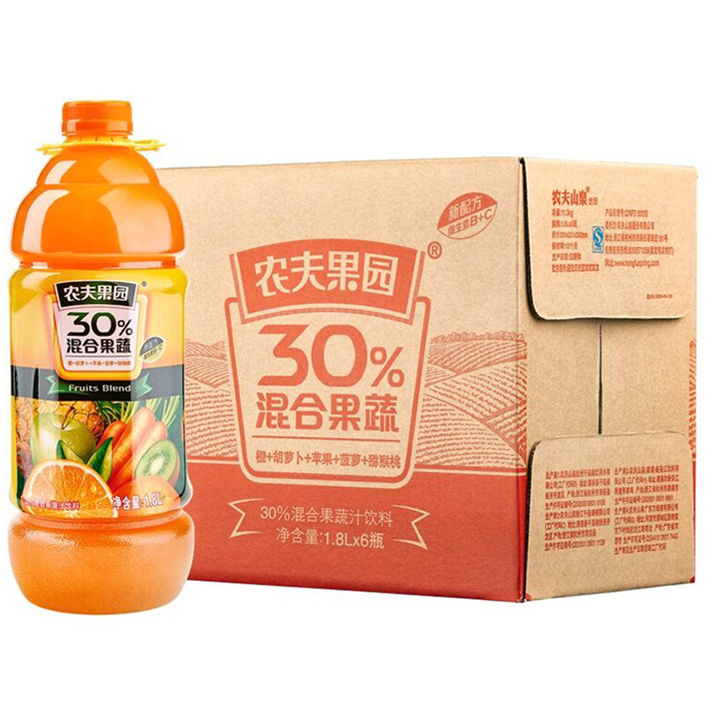 农夫果园 30%混合果蔬汁(胡萝卜+苹果+橙) 整箱装 1.8L