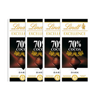 瑞士進口Lindt瑞士蓮特醇排塊70%可可黑巧克力100g*4塊