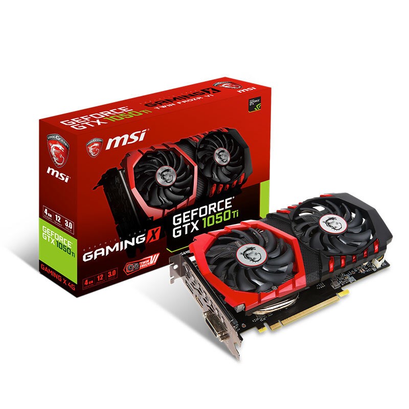 msi 微星 geforce gtx 1050ti gaming x 4g 显卡 4gb 黑红色