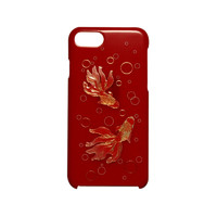 山中漆器 匠人手繪 金魚圖案 iPhone SE2/i7/i8 手機殼  紅色