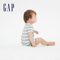 Gap嬰兒舒適短袖連體衣夏季550744 2020新款寶寶LOGO條紋爬服 *3件