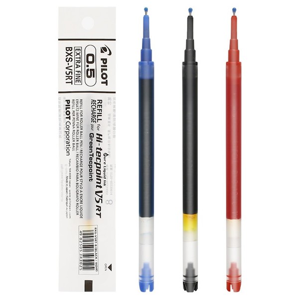 pilot 百乐 bxs-v5rt 中性笔芯 12支装 三色可选