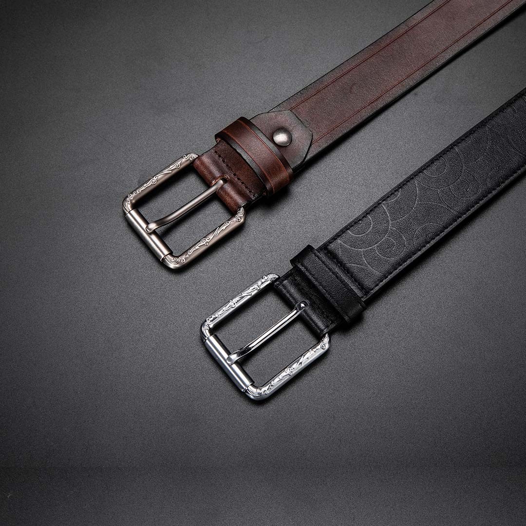 VLLICON 男士头层牛皮针扣皮带