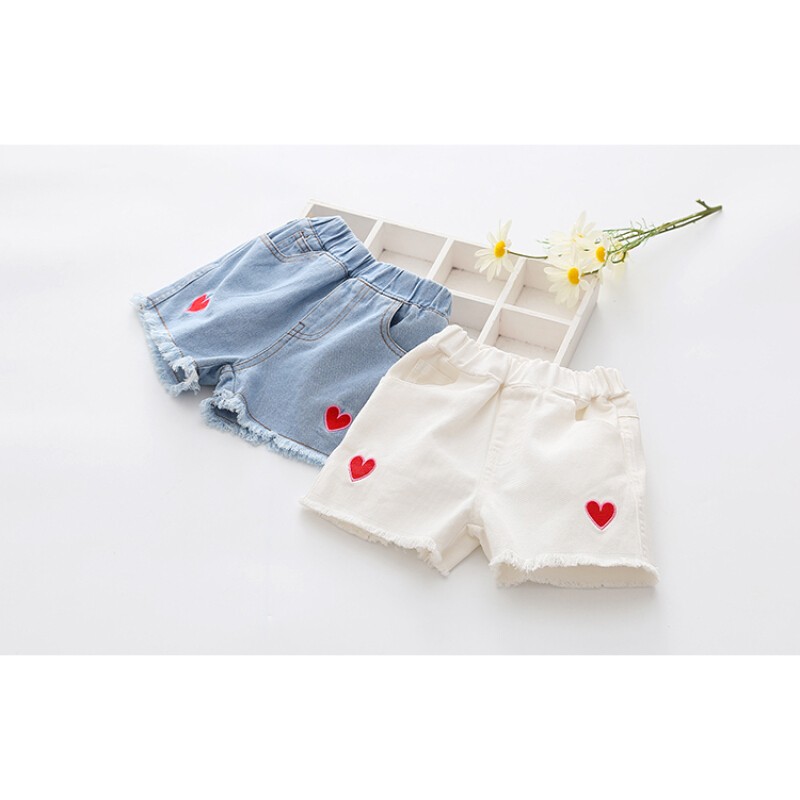 贝壳元素 宝宝刺绣牛仔短裤