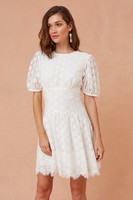 KEEPSAKE 白色波点设计复古优雅女士连衣裙