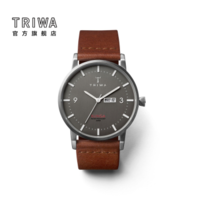 TRIWA北欧设计Klinga系列时尚潮流灰色手表男瑞典有机皮表带石英手表 粽色皮带灰盘 KLST102-CL010212