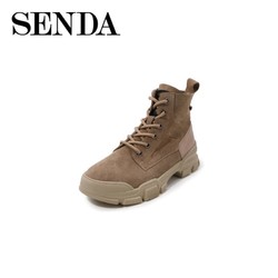 senda/森达2019冬新款专柜同款时尚机车风女休闲马丁靴4rf01dd9*2件