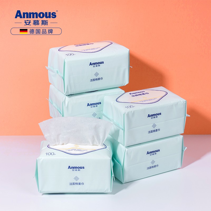 Anmous 安慕斯 抽取式洗脸巾 100抽6包