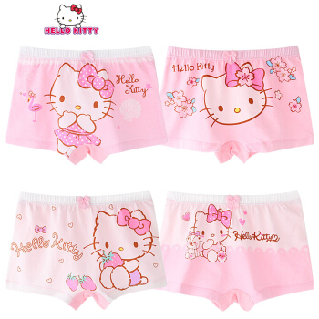 凯蒂猫 Hello Kitty 儿童内裤女童三角平角宝宝短裤小女孩卡通四角裤头 KT8061【4条平角】 140【适合身高130-140】
