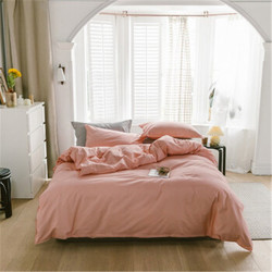 8米床双人床ab版简约素色全棉纯色被套床单 浅粉 1.8米床单款
