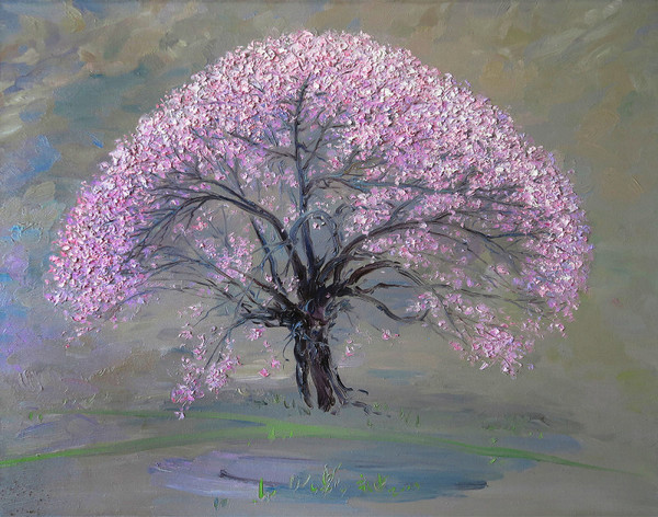 三月桃花李新建布面油画1000x800cm