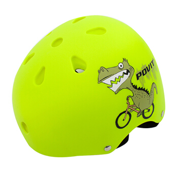 普为特POVIT 儿童头盔户外运动安全防护骑行配件滑板车轮滑护具可爱卡通半盔安全帽 荧光绿P-310
