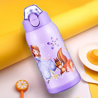 迪士尼（Disney）儿童双盖保温杯超轻防漏不锈钢保温瓶高真空水杯弹跳直饮水壶600ML苏菲亚紫色HM3202S