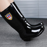 回力 Warrior 雨鞋女式时尚高筒防水防滑套脚橡胶雨靴 HXL863 黑色 39