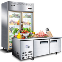 XINGX 星星 880L商用双门厨房冰箱BC-880E+1.8米厨房全冷冻工作台TD-18E