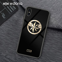 X-doria 漫威苹果xsmax手机壳玻璃壳 iPhoneXsMax硅胶软边全包保护套 炫金惊奇队长