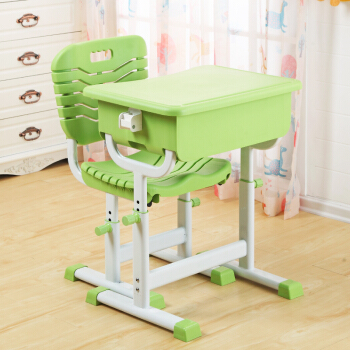 奈高NG培训班课桌椅学生写字学习桌单人学校课桌椅家用简约舒适可调节高度绿色套装