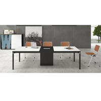 华旦 现代简约长会议桌小型板式培训桌长方形长条桌 GL2410 暖白+黑