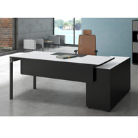 华旦 办公家具现代简约单人办公桌行政桌主管桌 GL1814 暖白+黑