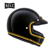 NEXX X.G100 Devon 亚洲版型 复古全盔四季碳纤维复合材料 电动摩托车头盔 黑黄色 M