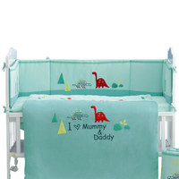 米乐鱼 婴儿床品套件床围两件套可拆洗床靠宝宝床围防撞透气四季可用 恐龙乐园绿