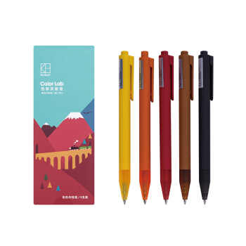 kinbor 5支装彩色按动中性笔 签字笔 水笔 秋实DTD10003
