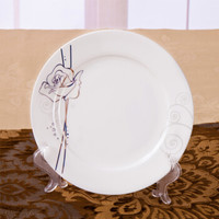 SKYTOP斯凯绨 陶瓷盘子骨瓷餐具菜盘8英寸平盘4只套装永恒玫瑰