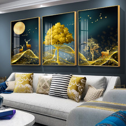 客厅装饰画沙发背景三联墙画北欧挂画轻奢现代简约晶瓷画餐厅壁画