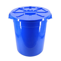 兰诗（LAUTEE）YY-D048 蓝色带盖圆形水桶 120L 工业用大桶
