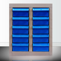 富路达 10抽蓝色抽屉零件柜工具盒抽屉柜元件柜 螺丝整理柜 小物品储物柜