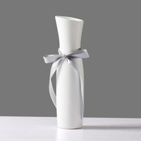 新品家居装饰品陶瓷花瓶客厅餐桌摆件现代简约风格仿真花花器艺术 旗袍花瓶（送丝带）