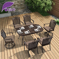 紫叶（ziye） 欧式户外家具阳台铁艺铸铝桌椅五件套 庭院桌椅休闲椅组合