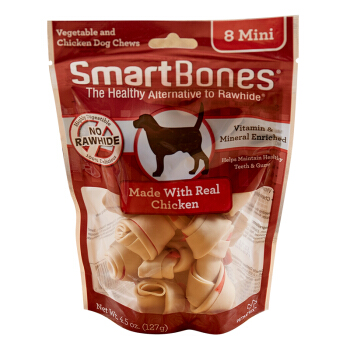 SmartBones 宠物零食狗零食磨牙棒狗咬胶 洁齿骨洁齿棒鸡肉味 迷你-8支装