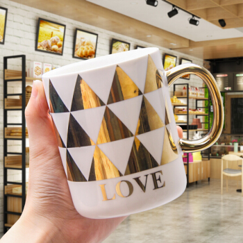 YUNT 创意几何图案马克杯居家办公情侣咖啡杯 陶瓷个性早餐牛奶水杯 美韵杯