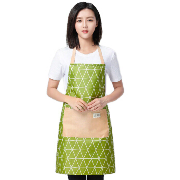 云蕾时尚围裙防水防油污围裙 三角形小清新绿 厨房做饭烘焙家用围裙
