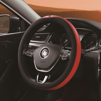 五福金牛 通用型防滑透气方向盘套卡罗拉速腾迈腾帕萨特高尔夫GS4H6 简尚系列C款 黑红色