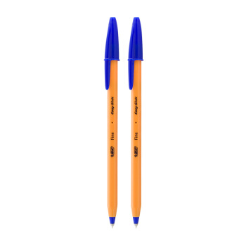 BIC比克Cristal Orange 圆珠笔0.7mm2支装（蓝色）学生文具蓝黑红办公塑料原子笔老师penbeat专用