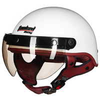 坦克（Tanked Racing）复古机车男女摩托车半覆式夏季头盔男女电动车哈雷盔标配镀银镜片 T531 白色 XXL码
