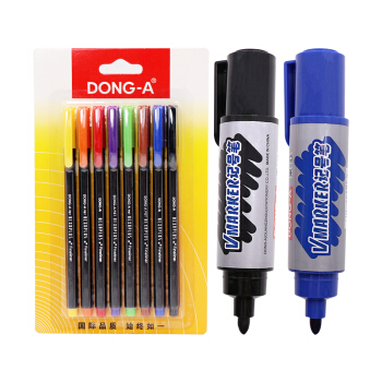 韩国东亚（DONG-A）彩色水性笔 0.5mm涂色绘画水笔Fineliner 8色装FL-8（赠VMARKER记号笔）