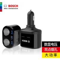 BOSCH 博世 车载充电器点烟器一拖二双USB双点烟口 多功能转换器 电压检测LED数显 PS600