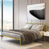 宜眠坊(ESF)床 铁床 简欧铁艺床 双人床 单人床 公寓铁架床 EC102金色 1.5米*2.0米