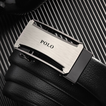 POLO 男士皮带头层牛皮腰带男商务休闲自动扣裤带ZY011P311J 黑色
